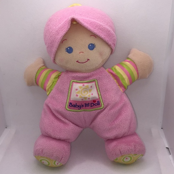 Fisher Price Babys 1st Doll Pink Rattle Soft Body Plush Doll 9 Inch - Picture 9 of 10